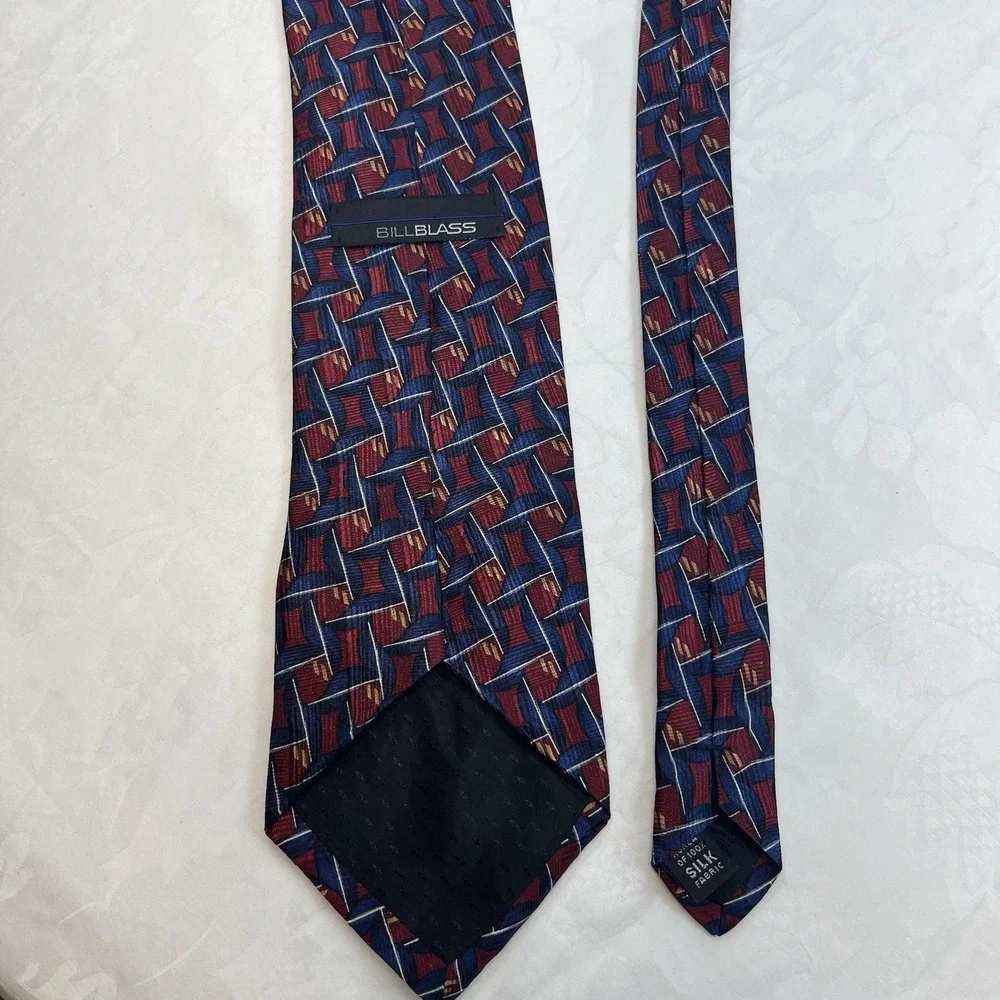 Bill Blass Vintage‎ Silk Geometric Patterned Neck Tie - 56